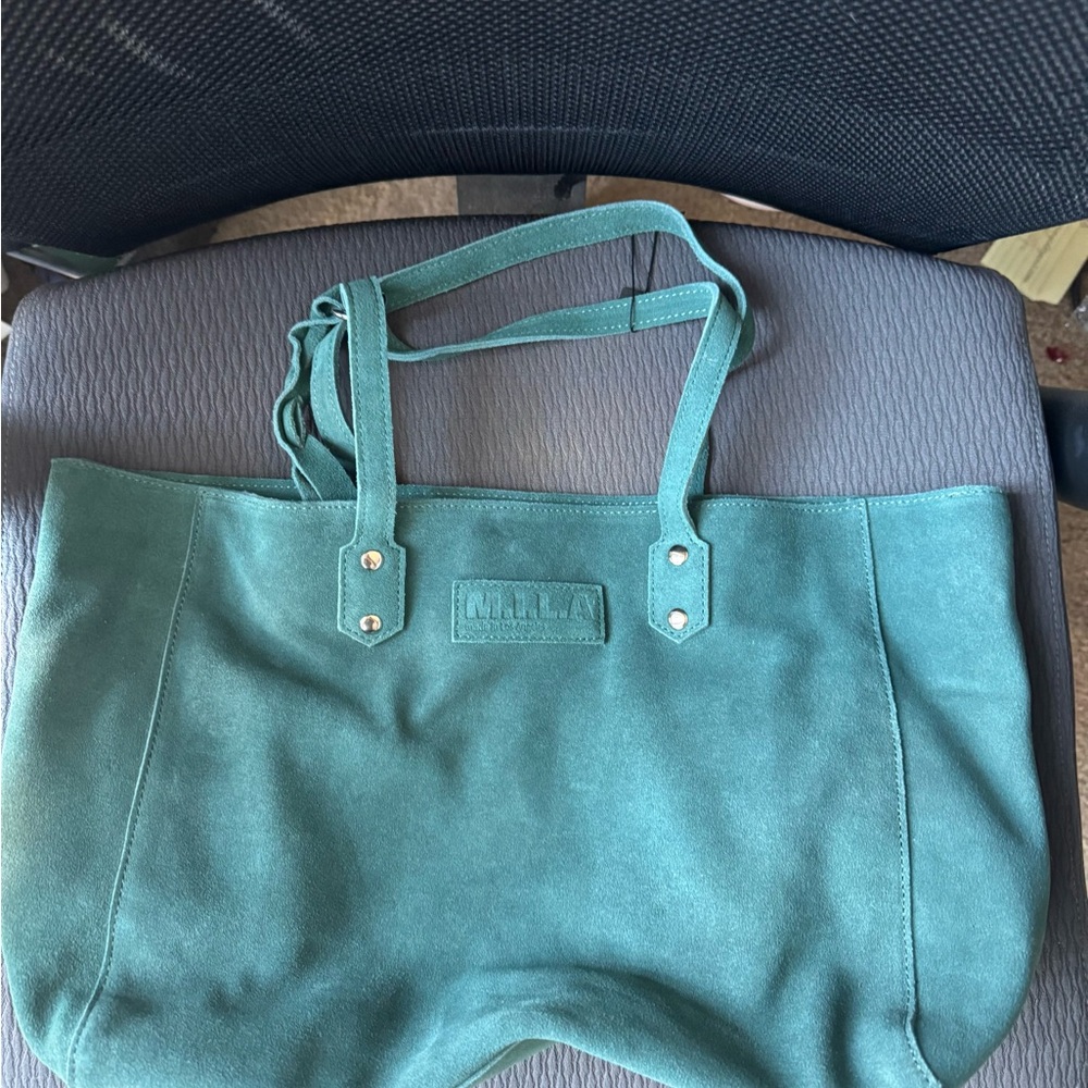 M.I.L.A. Forest Green Suede Tote — Luxe Leather, Made in LA, Never Used